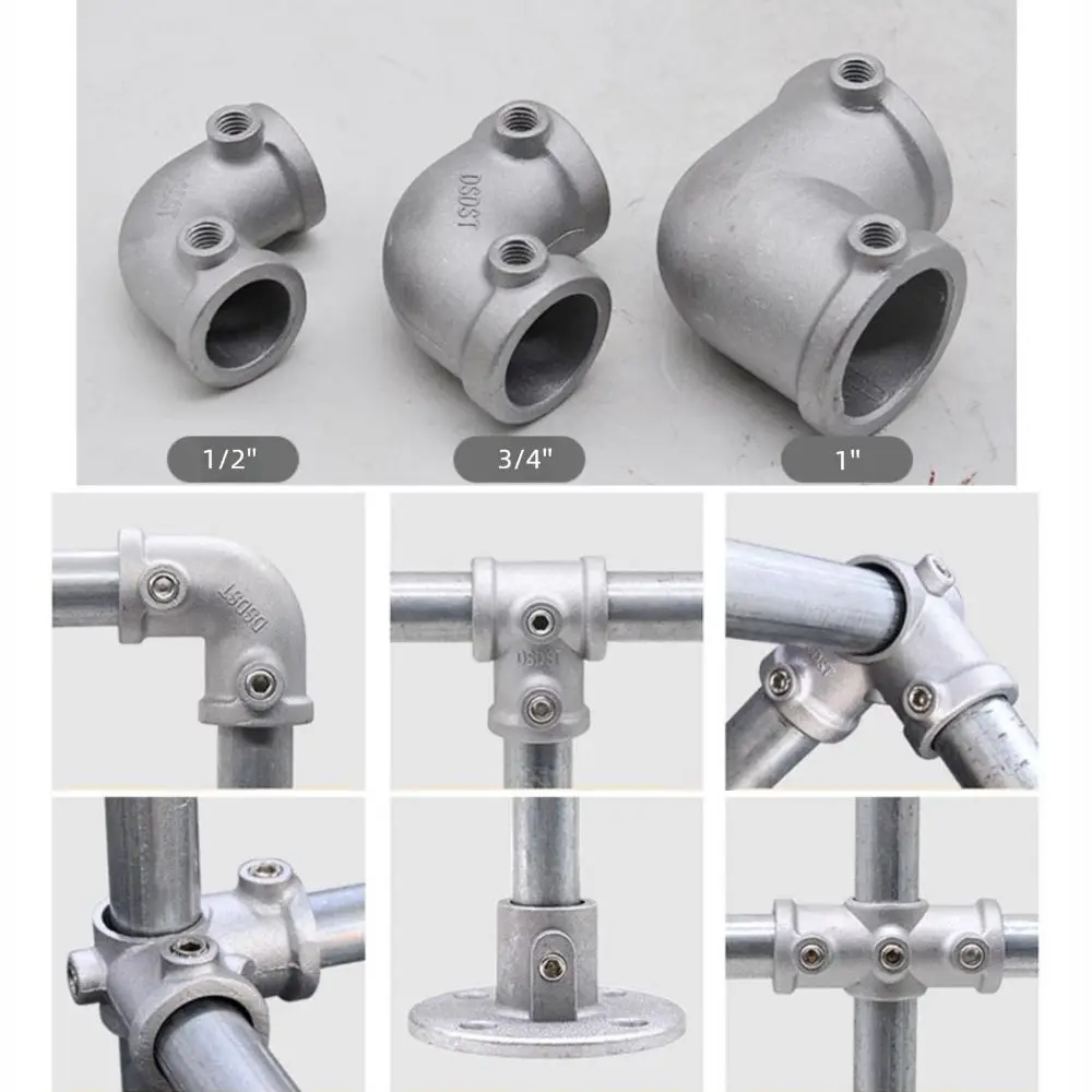 1\2''/3\4" Pipe Fitting Connector Aluminum Alloy Steel Circular Frame Fasteners Corner Elbow Circular Pipe Connector