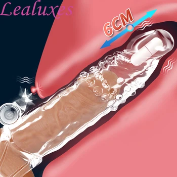 Vibrator for Men Penis Enlargement Sleeve Delay Ejaculation Cock Ring Reusable Comdom Penis Extender Adult Sex Toys For Men 1