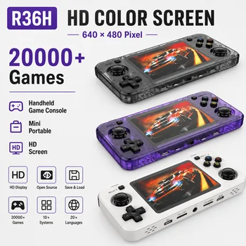 Oltre 20000 Giochi Pronti, Console Portatile Retro da 3.5" IPS, Batteria da 3000mAh per Lunga Durata, Originale Bianco Blu R36H 64GB 128GB