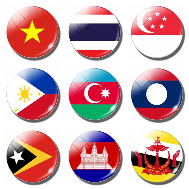 Azerbaijan Flag Refrigerator Stickers Myanmar Brunei Cambodia East Timor Laos Malaysia Philippines Singapore Thailand Vietnam