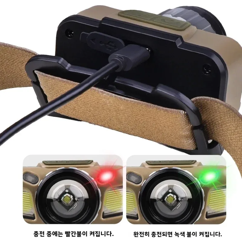 강력한 조명 헤드라이트 충전식 초고휘도 야외용 헤드 마운트 유도식 야간 낚시 전용 초장시간 배터리 수명