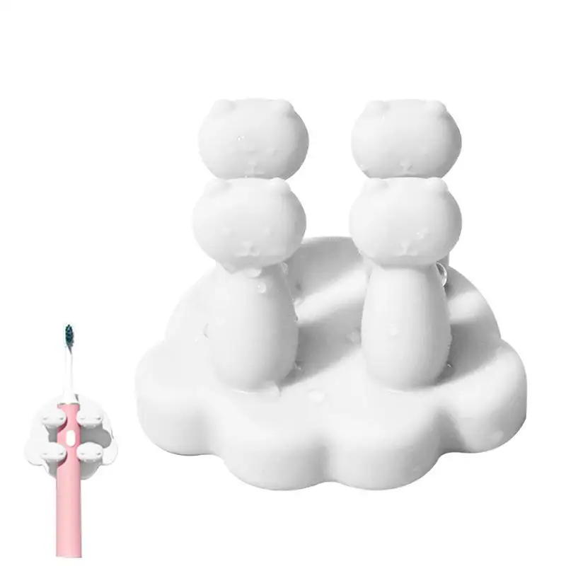 

Silicone Toothbrush Holder Tooth Brush Holder Wall Mount 5pcs Utility Plug Holder Mirror Toothbrush Holder Cat Design Toothbrush