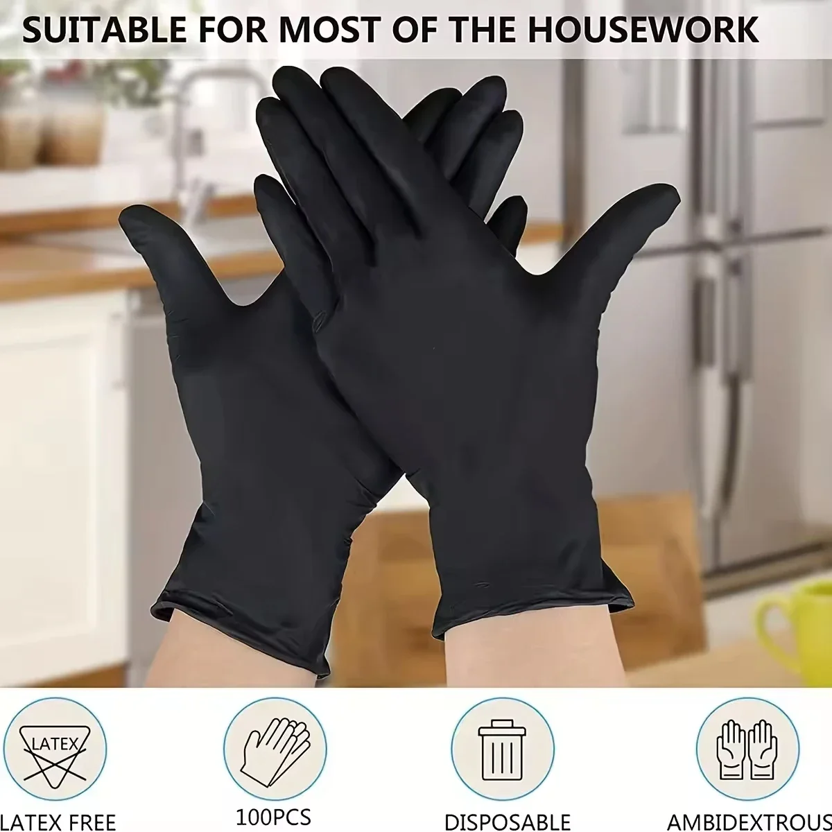 per 100pcs, Durable, Waterproof, Very Suitable for Kitchen Car Tattoo Hair Dye Black Gloves Disposable Gloves