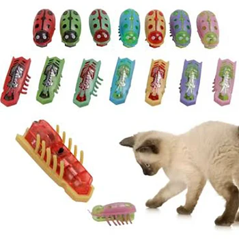 Mini giocattolo elettrico per gatti con insetti nano per animali domestici, per evitare ostacoli automatici, giocattolo interattivo con vibrazione, giocattolo a batteria