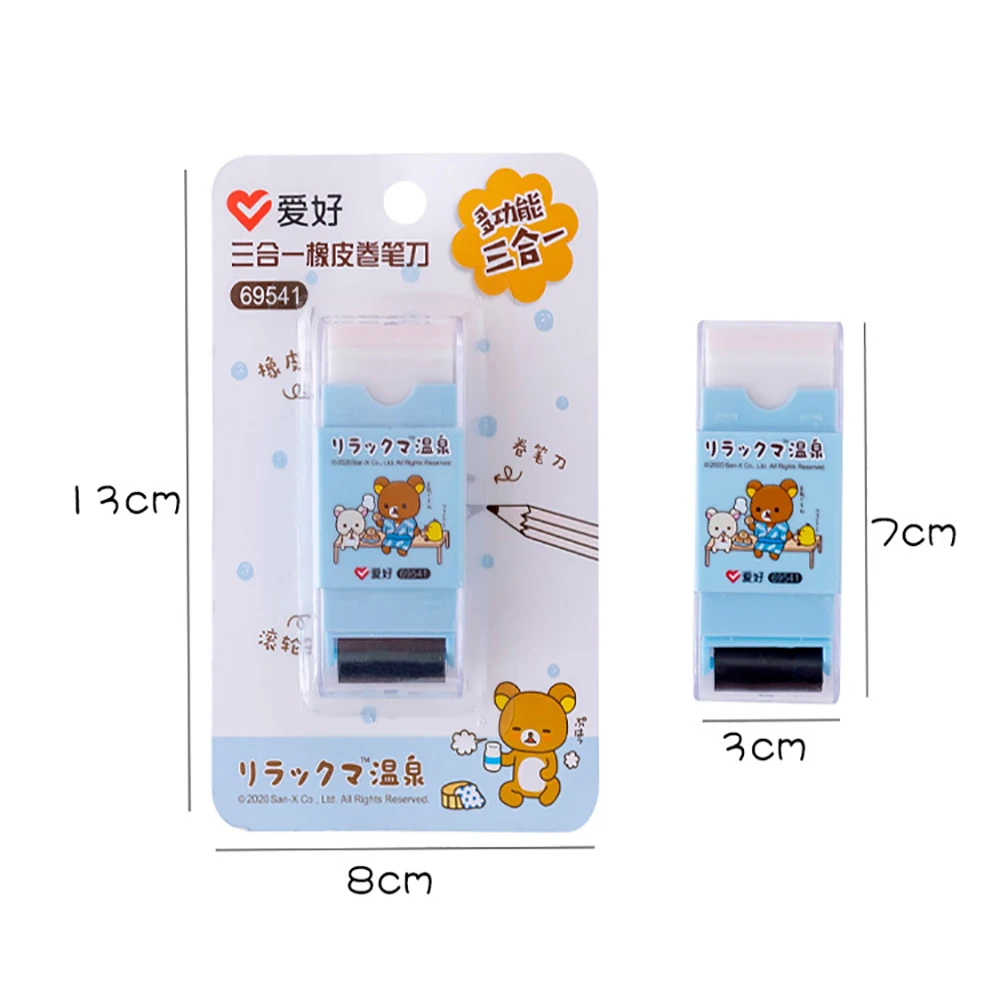 3 In 1 Eraser Pencil Sharpener Student Exam Wipe Clean Creative Cartoon Learning Stationery Mini Cute Office School Supplies