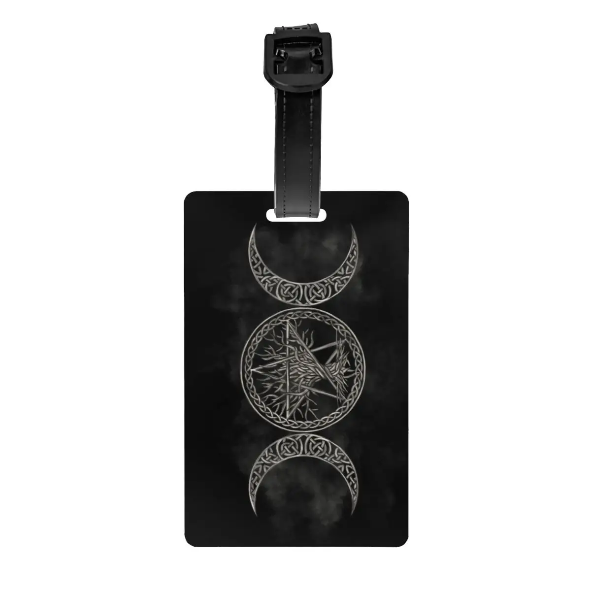 

Triple Moon With Pentagram Luggage Tag for Suitcases Cute Pagan Wiccan Baggage Tags Privacy Cover Name ID Card