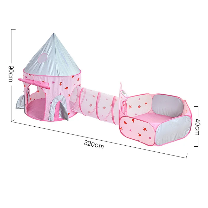 3 Pcs/lot Portable Children's Tent Beach Toys Ball Pool Rocket Tent Tipi Outdoor Children Tents Crawling Tunnel Kids Pop-up Tent 6