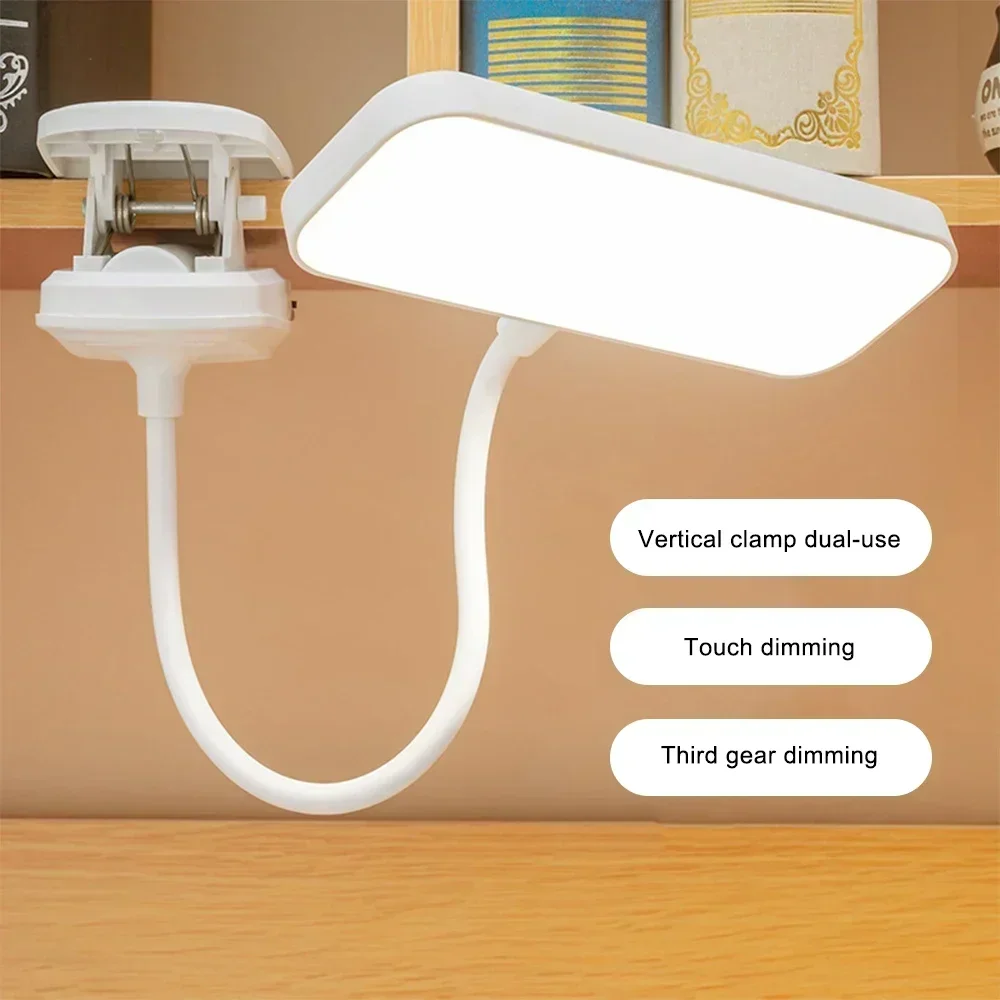 360&deg; Flexible Study Table Lamp Clip USB Rechargeable Desk Lamp Bedside Night Light Bedroom Study Reading Office Work led light desk lamp night light led desk lamp book light