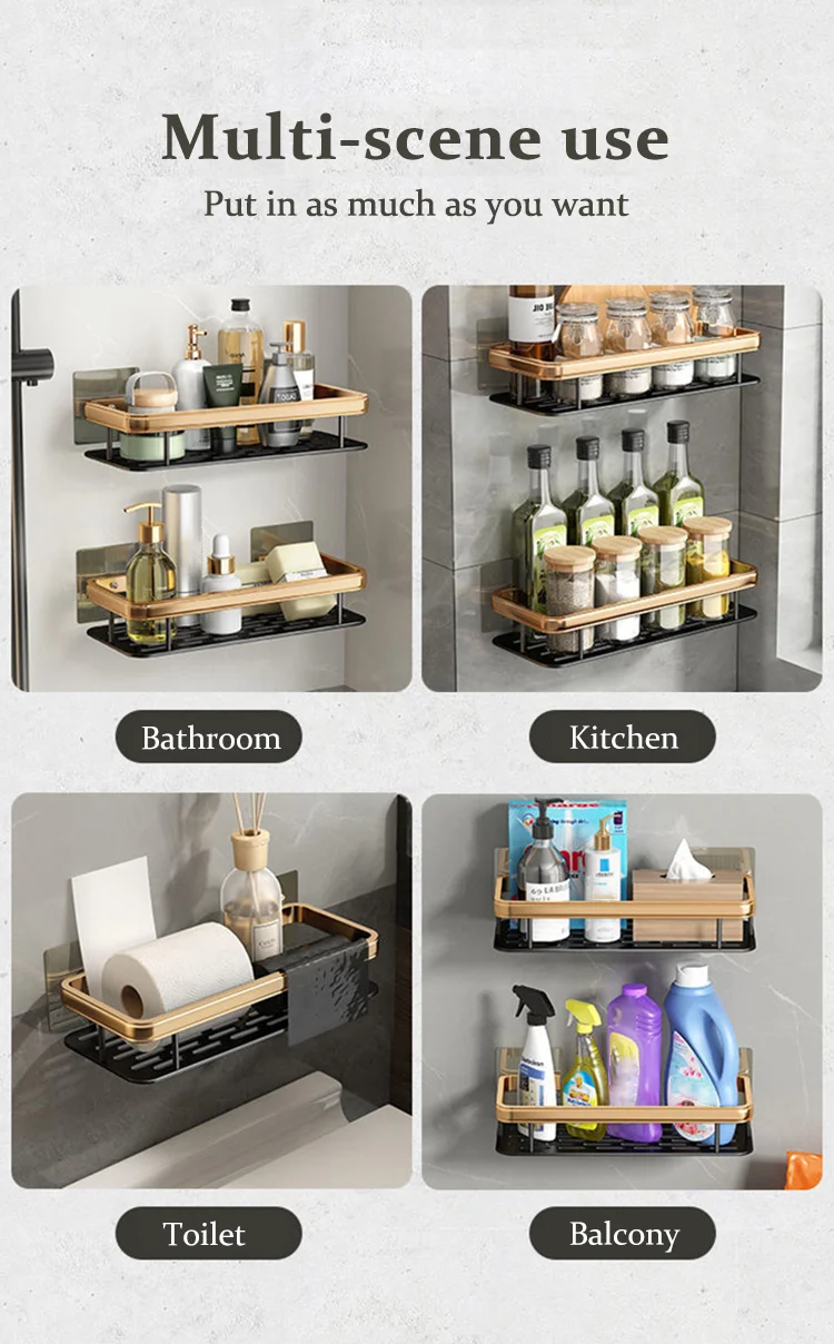 parede, sem broca, Rack de armazenamento Shampoo