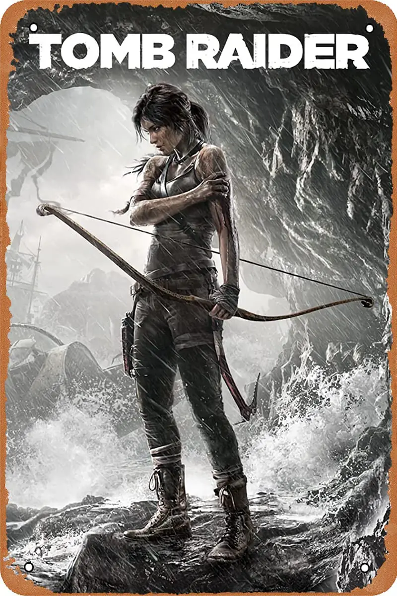 

Lujiralun гробница Raider, видеоигра, металлическая жестяная вывеска, настенное искусство, Декор, кофе, бар, домашние искусства, 8x12 дюймов