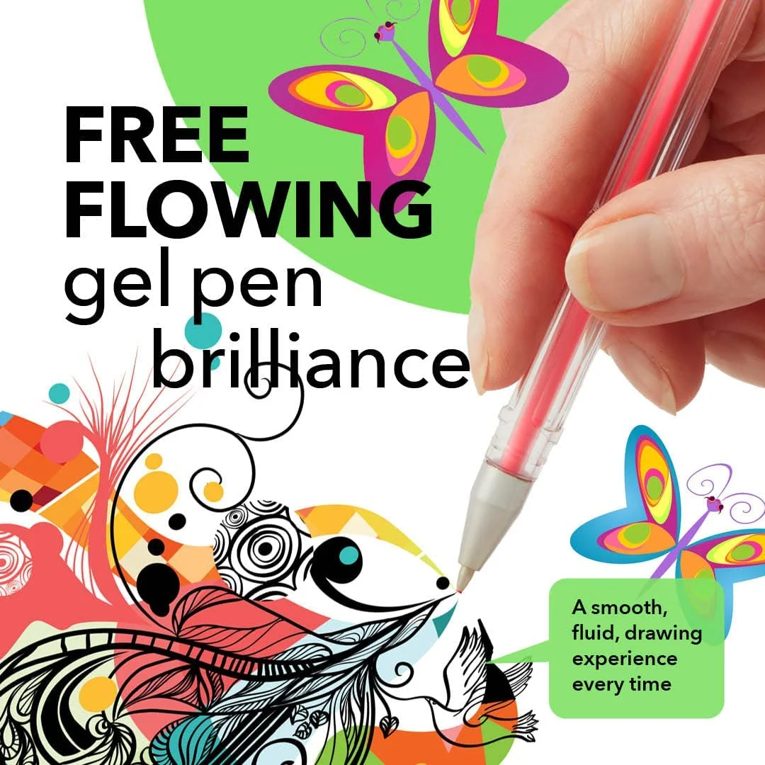 100 Colors Gel Pen Set Glitter Metallic Colored Ink For Adult
