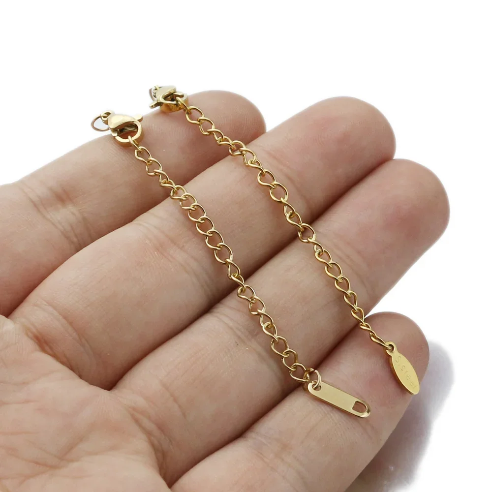 Lobster Clasps 10pcs/lot Stainless Steel Extended Extension Tail Chain Lobster Clasps Connector DIY Jewelry Making Findings Bracelet Necklace