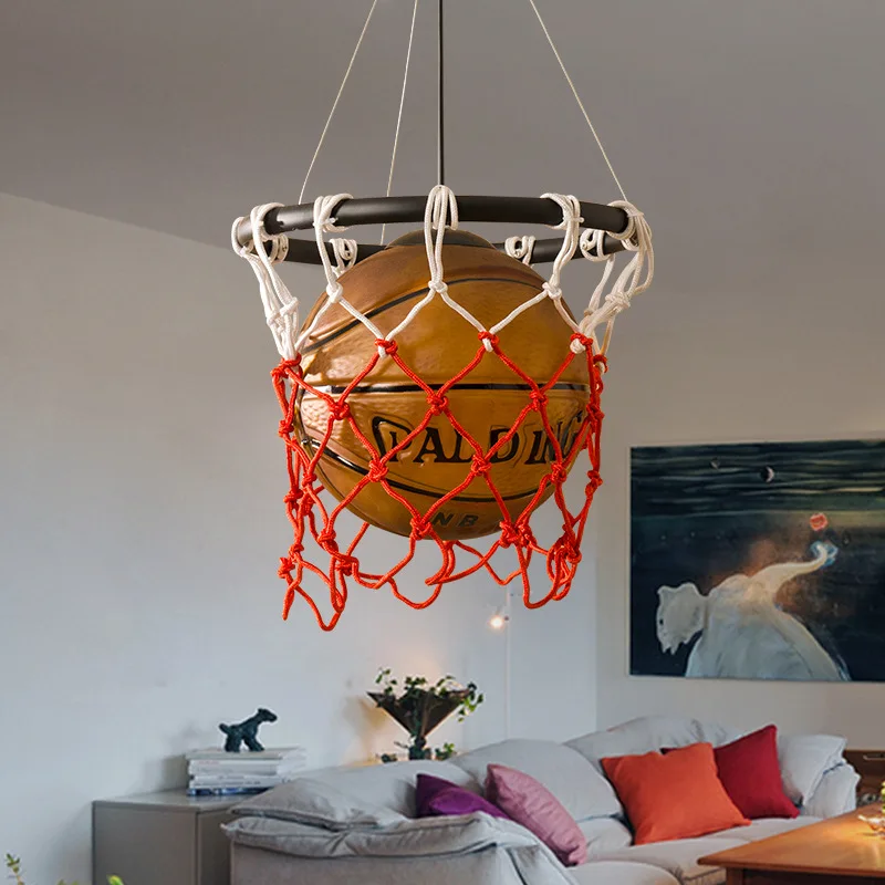 American Style Pendant Lamp Retro Basketball Lamp Creative Restaurant Gymnasium Store Sports Theme Clothing Store Chandelier 6