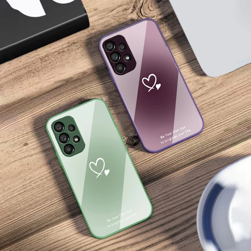 Gradient Heart Shape Glass Phone Case