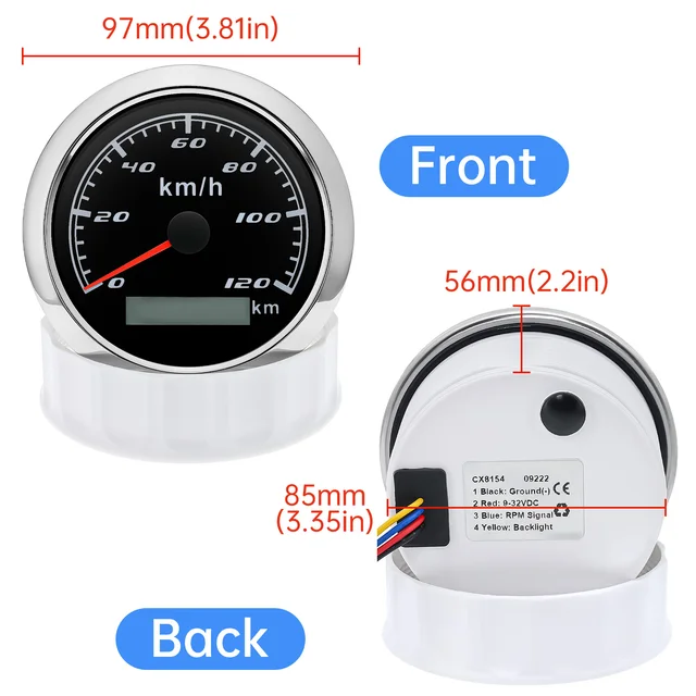 Tachimetro GPS 85mm - 0-200 Km/h, 7 Colori, Per Moto, Auto, Barca, Con Antenna - Foto 8