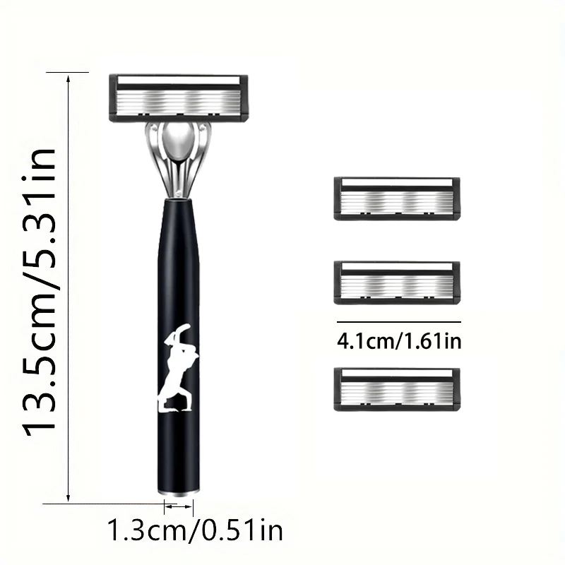 Premium 6-mes Fusion veiligheidsscheermes voor mannen, handmatig scheerapparaat voor baardverzorging, zwart handvat met textuur, verjaardagscadeau_voghion.com