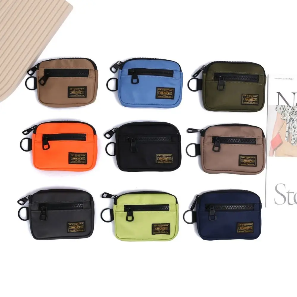 Fashion Canvas Coin Purse Zipper Card Holder Short Wallet Solid Color Backpack Hanging Bag Boy