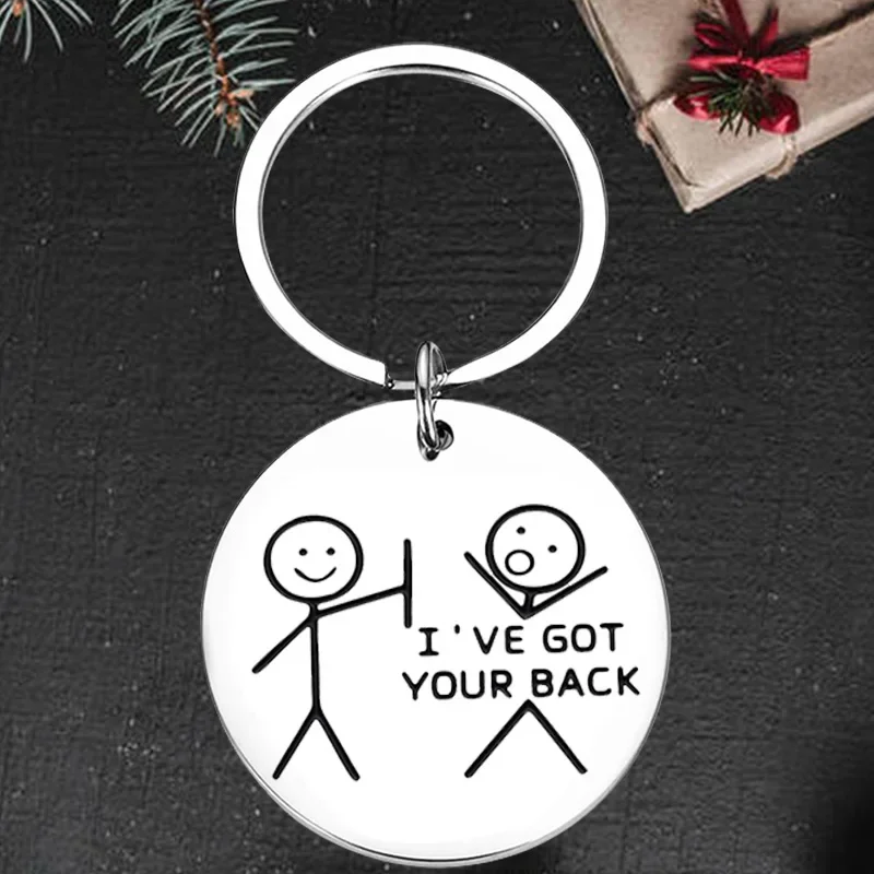 

Cute Funny Best Friend Gifts Keychain Pendant BFF Key Chains I Got Your Back Stick Figures Daughter Son Graduation gift