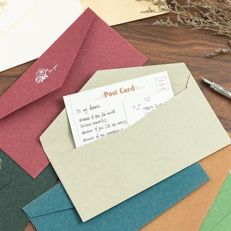 10Pcs Colorful Business Envelopes, Business Flap Envelopes Standard Envelopes for Office Checks, Letter Mailing Invoices