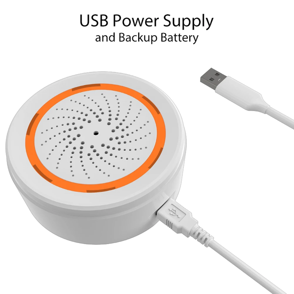 USB 사운드 라이트 센서 90dB 사운드 라이트 센서 스마트 알람 사이렌 앱 원격 제어 홈 보호 시스템