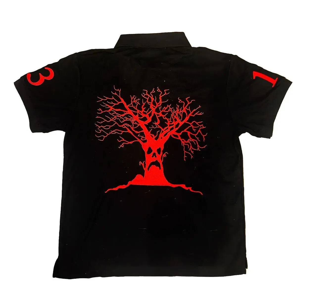 HAUNTED MOUND ポロシャツ Y2K Haunted Mound Polo Shirt America Retro Street Hip Hop Short