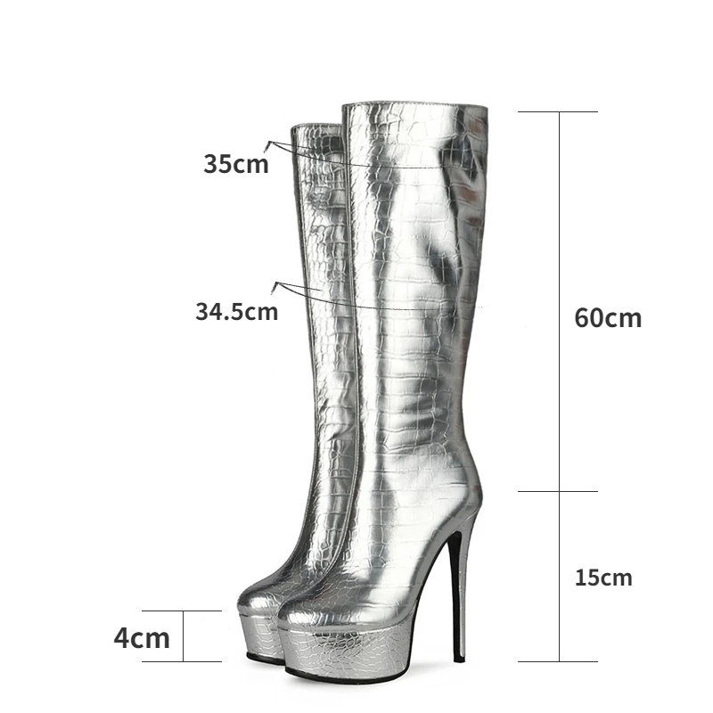 

2022NEW Fashion snake Knee-High leather Boots 15cm Thin heel 8 colors Women Short plush 4cm Platforms Boots Size 45 Winter Shoes