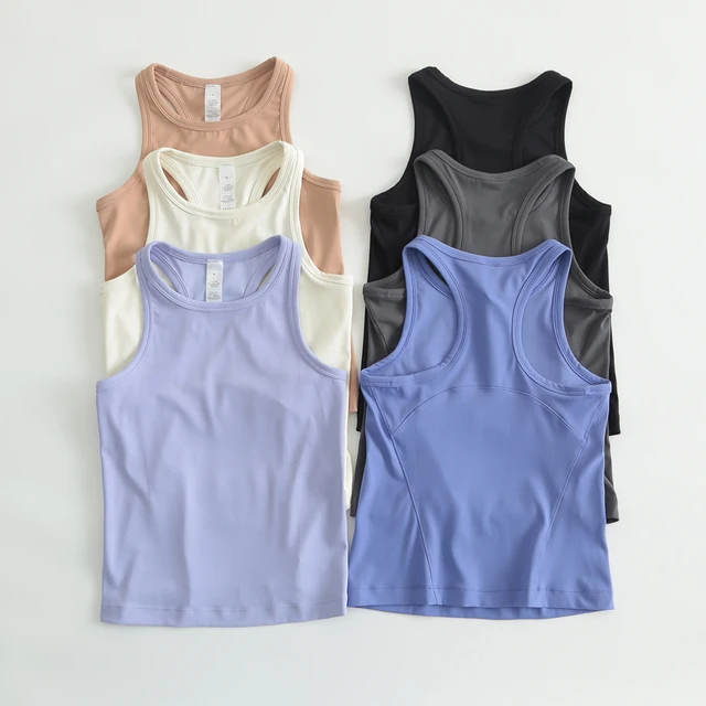 Dupe Women's Waist-Length Racerback Tank Top Buttery-soft Four-way Stretch Tight Fit Yoga Shirts Summer Breathable Sports Vest
