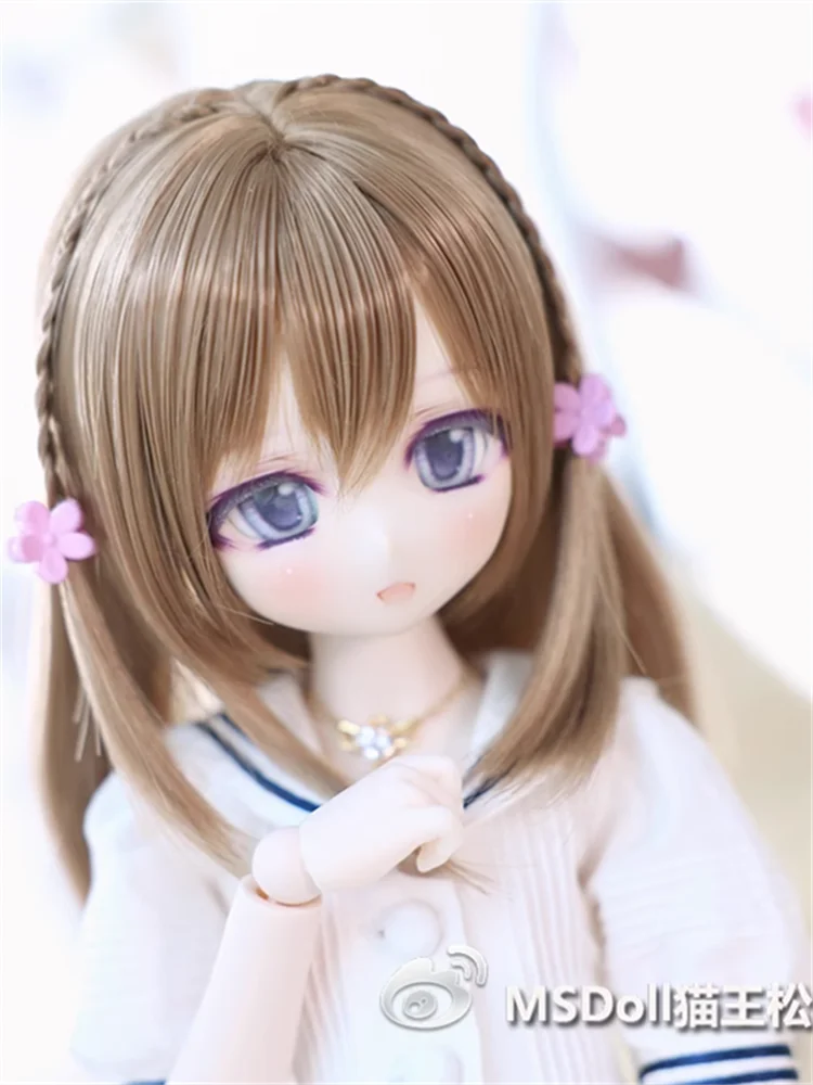 BJD Doll Wigs Long Hair For 1/3 1/4 1/6 MSD MDD YOSD With Bangs Black Brown Pink Hair Accessories