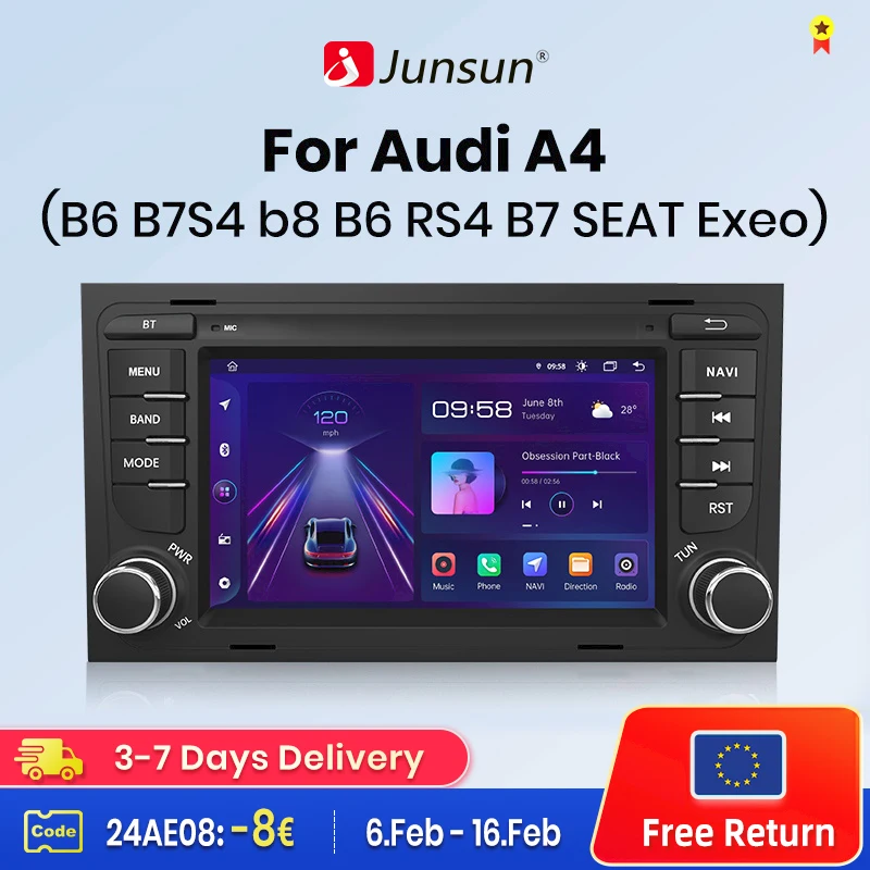 

Junsun AI Voice Android Auto Radio for Audi A4 B9 B8 B7 B6 S4 RS4 SEAT Exeo Carplay Car Multimedia RDS DSP GPS No 2din autoradio