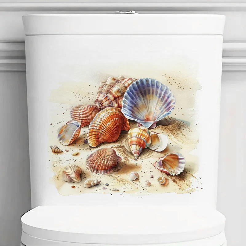 C1126# Sea Shells Toilet Stickers Bedroom Entryway Living Room Porch Home Decoration Wall Stickers Removable Stickers wall stickers toilet stickers