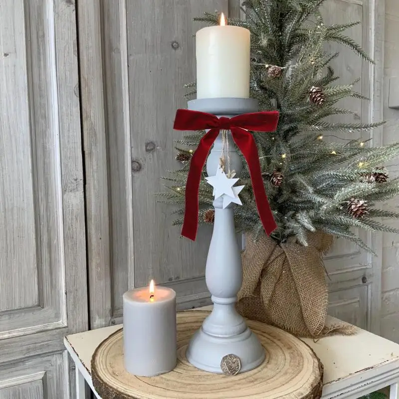 6Pcs Velvet Christmas Tree Bows Vintage Ribbon Tree Topper Bows Ornaments For Staircase Garland Home DIY Crafts Decorations