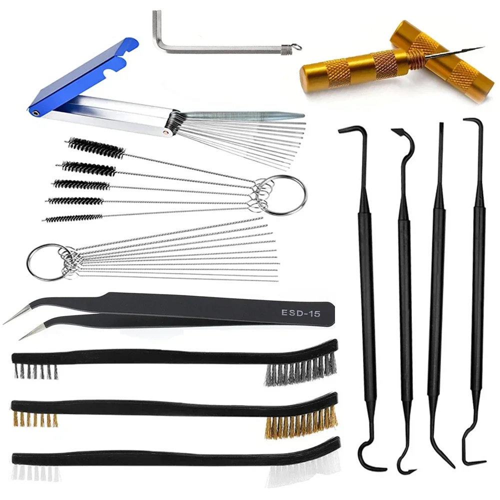 

Airbrush Spray Gun Nozzle Cleaning Kit Needle & Brush Set Repair Tool Brush Set Carburetor Carbon Dirt Jet Portable Clean Tools