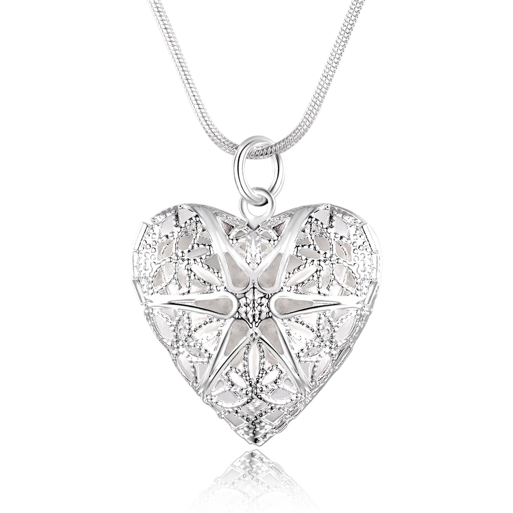 925 Sterling Silver Heart Love Locket Pendant Necklace Memory Photo for Women Girls Jewelry Anniversary Gift