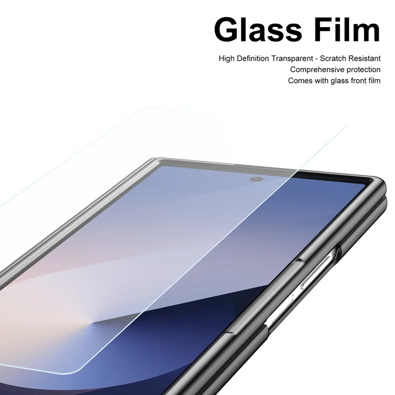 360° Folding Flap Leather Phone Case with Pen Groove and Tempered Glass Film