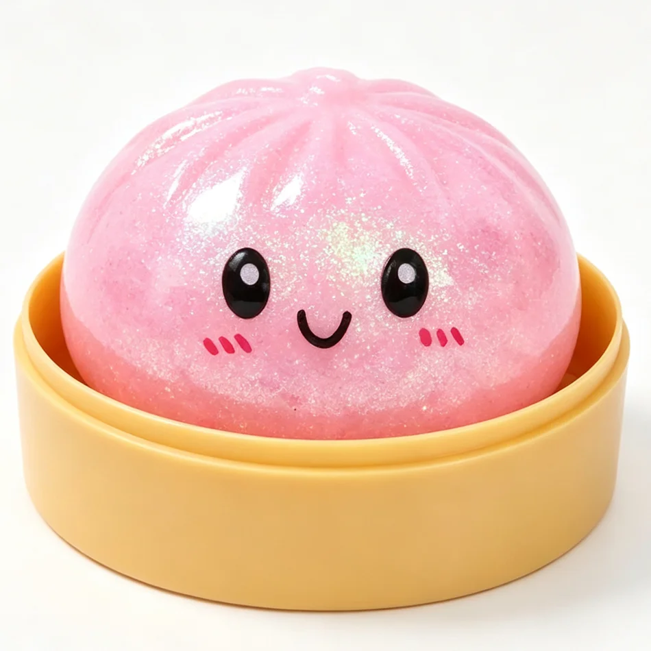 Sparkle Bun Stress Relief Squishy Toy - Soothing Sensory Fidget Ball with Bead & Steamer