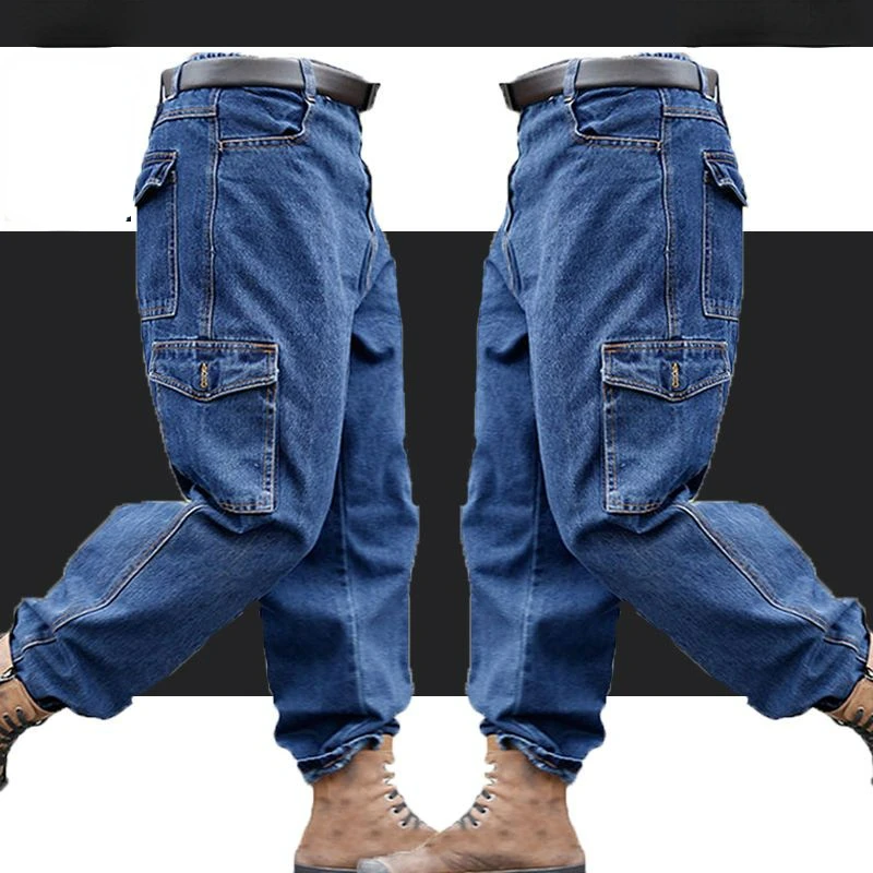 Overalls Pants Men's Clothing Trousers Wear-Resistant Anti-Scald Thickening Cotton Workwear Denim Work Pants Multiple pockets