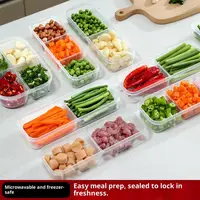 Boîte de rangement pour réfrigérateur, bac à légumes pour repas emballés, plastique de qualité alimentaire scellé, viande alimentaire, stockage réfrigéré à 2/3 compartiments 3