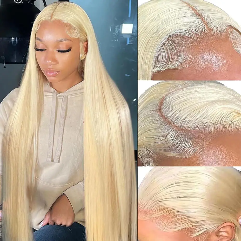 

613 Honey Blonde Straight 13x4 HD Transparent Lace Frontal Wig Remy 13x4 Lace Front Wigs Human Hair For Women 180% Density