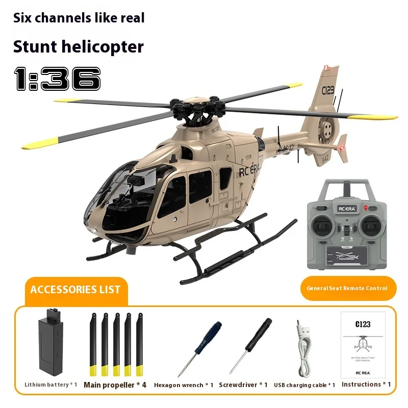 Rc Era Ec-135 Remote-Controlled Helicopter C123 Brushless 6-Way Single Blade Aileron Free Duct Simulation Model Aircraft 5