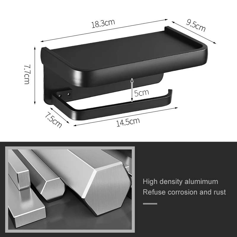Black Toilet Paper Holder Multifunction Bathroom Storage Shelf Roll Paper Holder Chrome,Grey,White EL609 toilet paper holder toilet roll holder