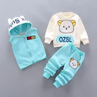 Nouveaux ensembles de vêtements bébé garçons filles hiver Plus velours épais flanelle polaire Homewear 3 pièces enfants chaud dessin animé vêtements de nuit costume 5