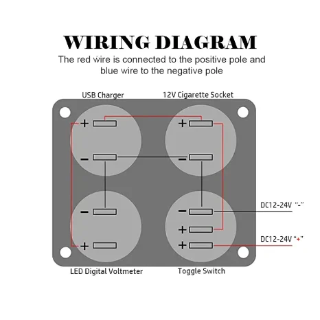 3.1A 4.2A 듀얼 USB 차량용 충전기 12V 24V LED 전압계 ON/OFF 토글 스위치 시거잭 소켓 (자동차, 보트, RV, 트랙용)