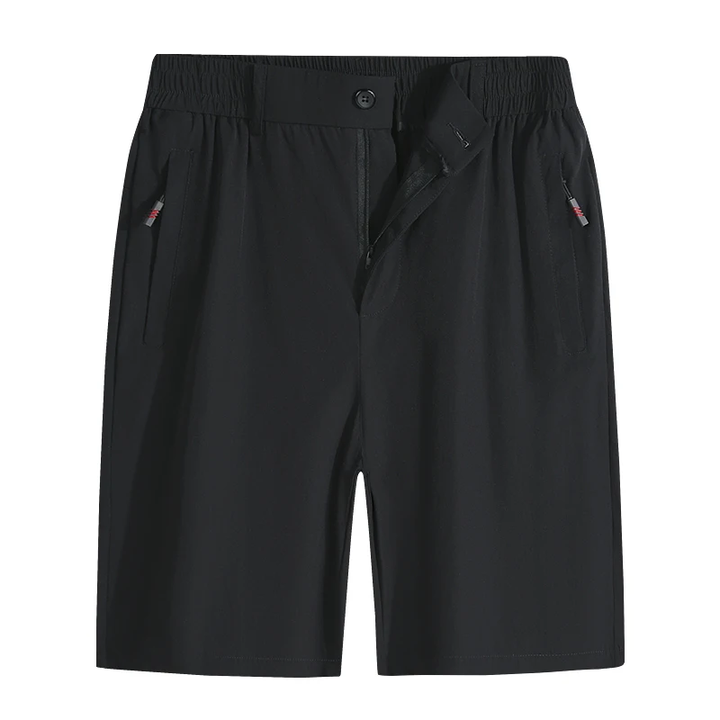Fashion Elastic Zipper Pockets Solid Color Casual Shorts Men's Clothing 2024 Summer New Loose All-match High Waist Shorts