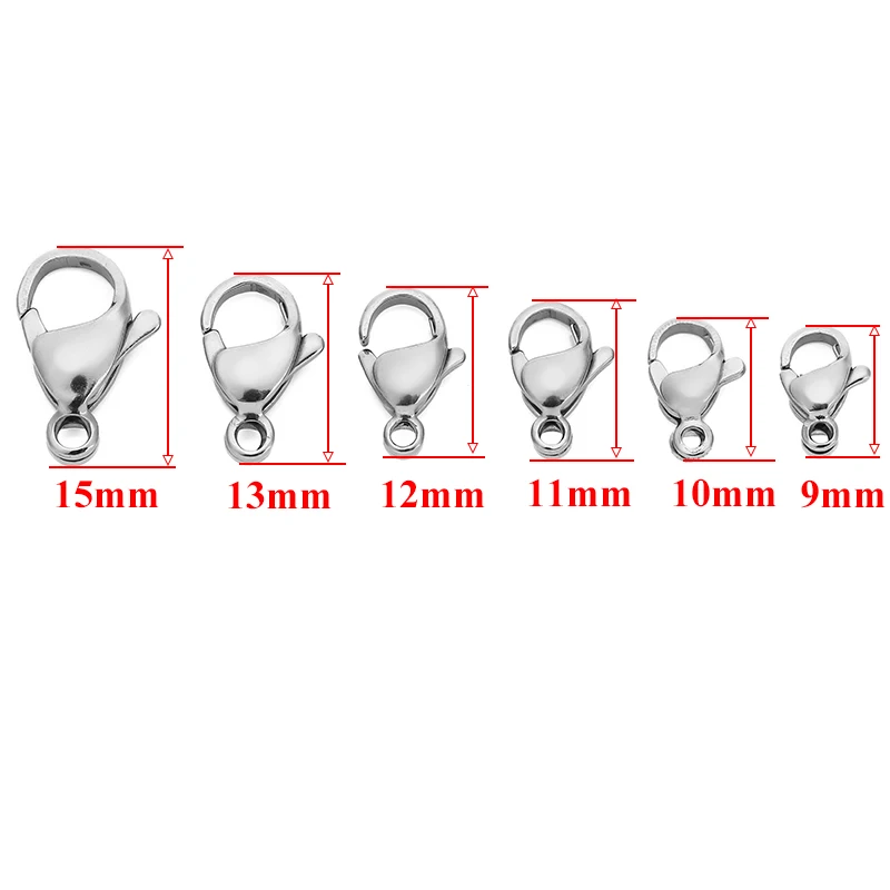 50pcs Stainless Steel Lobster Clasps Hooks for Necklace Bracelet Chains DIY Jewelry