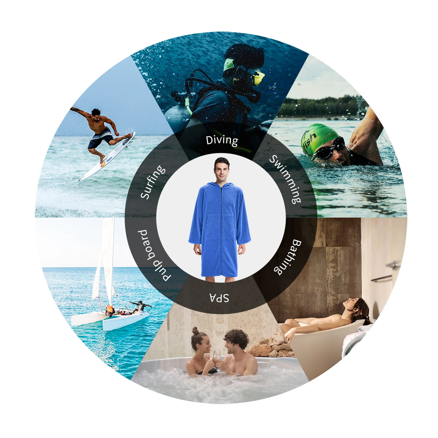 Accappatoio mutao con zip maniche lunghe asciugamano mare_voghion.com
