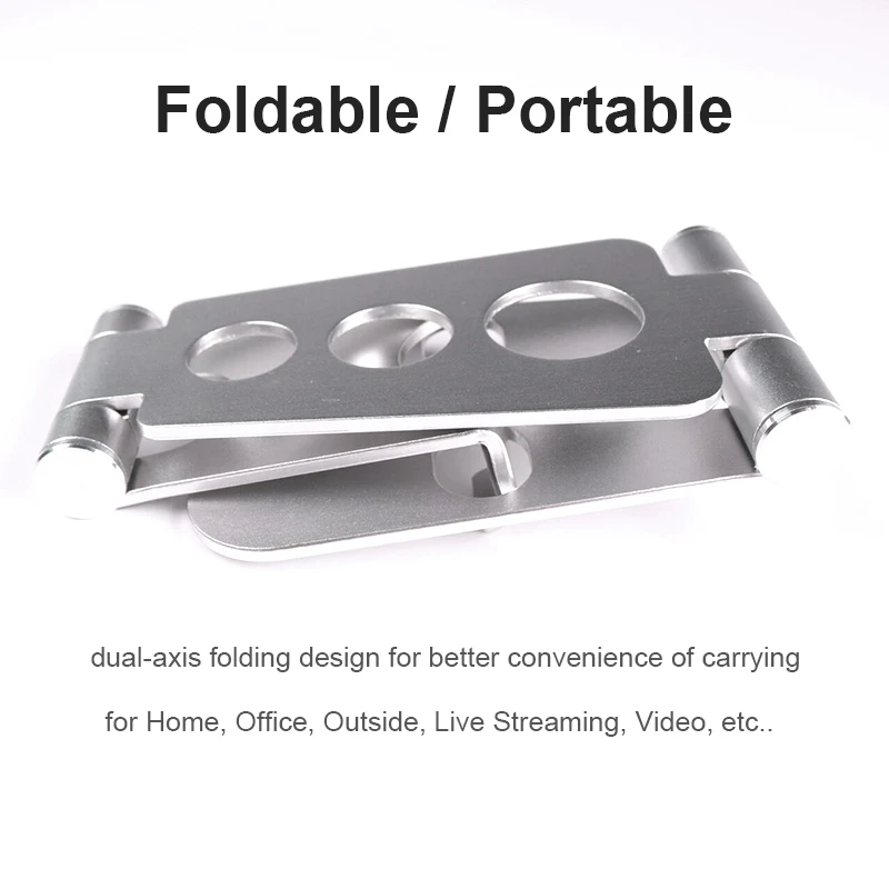 Portable Dual-Axis Folding Alloy Tablet Stand, Large Size, Durable Mobile Phone Holder, Universal for iPhone, iPad, Huawei