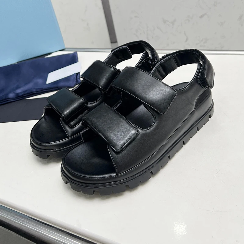 

Concise Female Sandals Summer New One Strap Design Upper Wear Resistant Sandals High-end Genuine Leather Material Women's Shoes