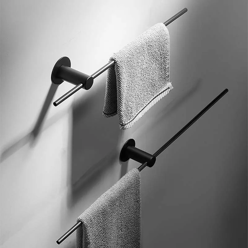 Stainless Steel Electroplated Towel Rack Bar Removable Bathroom Towel Bar Perforated Installation Simple Bathroom Accessories