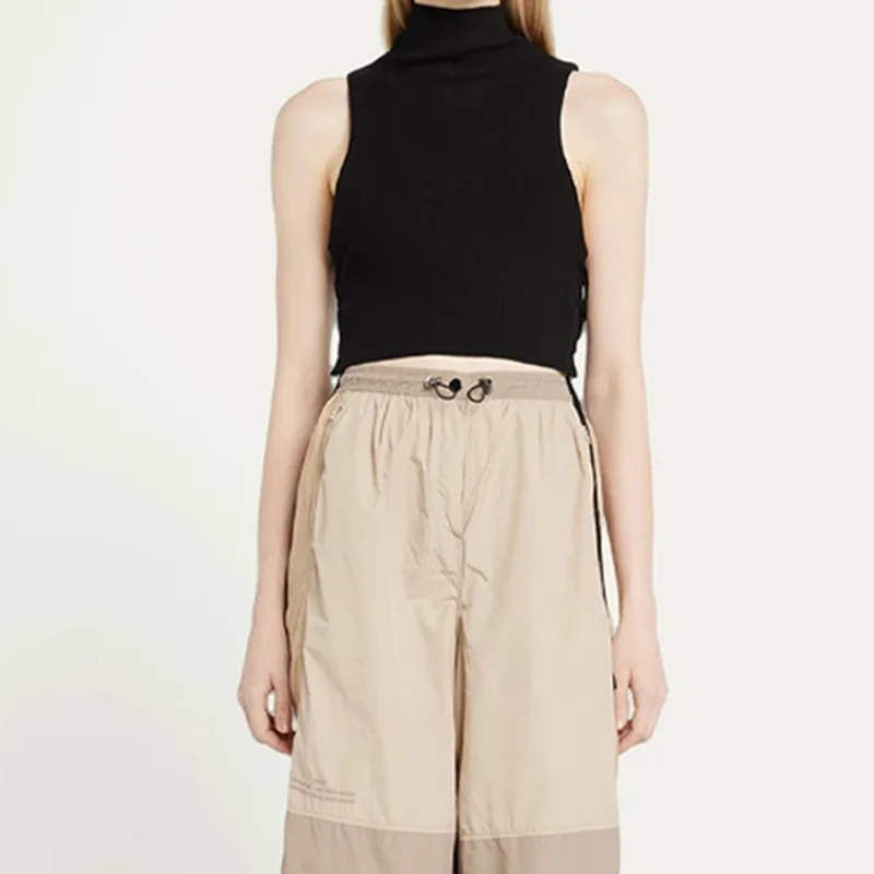

Spring/Summer Design Elastic Rib Knit Turtleneck Cropped Sleeveless Vest Tank Top Women
