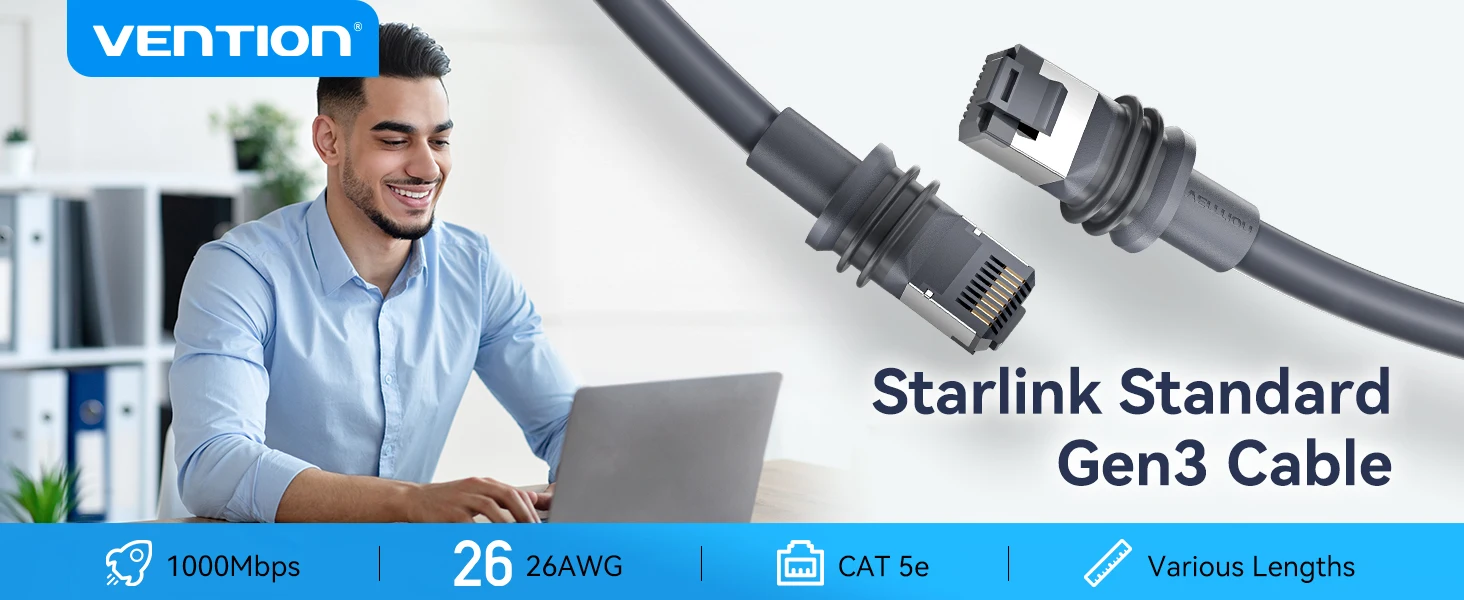 Starlink Gen3 Ethernet Patch Cable 1000Mbps High Speed for Seamless Satellite In